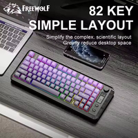 Clavier sans fil de jeu Freewolf M75 BT double mode avec écran d'affichage, boutons, touches PBT dégradées, 82 touches pour Win/Mac