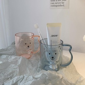 Bear Shaped Mouthwash Cup Transparent Plastic <b>Toothbrush</b> <b>Holder</b> For Bathroom Children And Couples Simple Style - Product Image 3