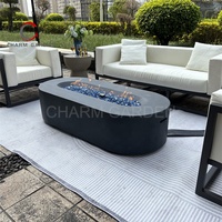 Brasero moderne en béton au gaz naturel avec table de brasero extérieure, foyer de patio, design portable, puissance de chauffage de 65 000 BTU