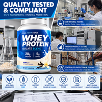 Fabricant OEM de poudre protéinée : Mélange d'isolat de protéine de lactosérum saveur vanille, 20g de protéines pour athlètes, soutien musculaire, complément alimentaire