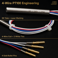 Sonde de température HUADONG 4 fils PT100, boîtier en acier inoxydable avec connecteur à broches métalliques, câble fluoroplastique haute température
