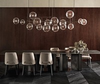 Lampe suspendue horizontale élégante et créative en verre transparent à bulles