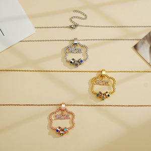 Collar de piedra de nacimiento de cadena de eslabones de moda personalizado para mujer, collar de promesa grabado con nombre para ella - Product Image 3