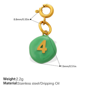 Beach Vacation Style Stainless Steel Candy Color Number Jewelry Clasp Charms Personalized Versatile DIY Anklet Necklace - Product Image 5