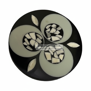 Incrustation d'os de forme ronde faite à la main avec incrustation de nacre sous-verres Décoration de vadrouille naturelle Tapis de table en gros en Inde - Product Image 1