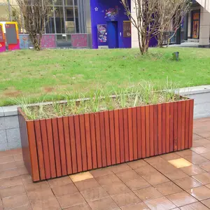 Gran patio al aire libre jardineras de madera jardín Parque caja de plantas de madera dura fuera de la calle macetas para la venta