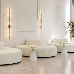 Sofá en forma de U color crema, espuma de alta densidad, muebles de salón para vestíbulo de hotel y salón de belleza - Product Image 3