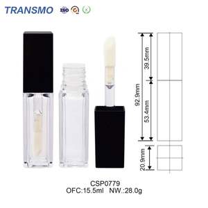 Emballage de gloss à lèvres sur mesure, tube de gloss à lèvres carré de 10 ml, tube de gloss à lèvres écologique en cristal de 13,5 ml, vente en gros - Product Image 2