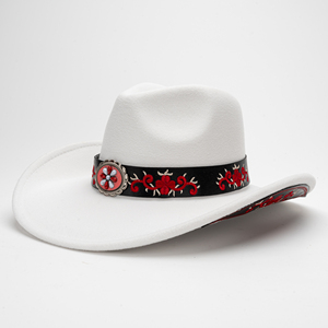 Chapeau Fedora en feutre style ethnique, nouveau design, à large bord, pour couple, style gentleman britannique, chapeau jazz unisexe, décontracté, pour le quotidien et l'extérieur, accessoire de mode - Product Image 2