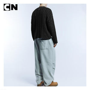 BSCI Certification Sweater Factory Custom logo <b>Men</b> Cotton Casual Crew Neck Cable <b>Knitted</b> Pullover Sweater for Autumn Winter - Product Image 4