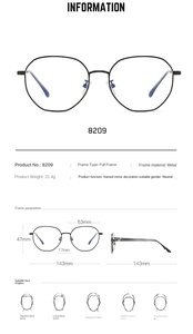 8209 <span class=keywords><strong>Gafas</strong></span> Ópticas <span class=keywords><strong>de</strong></span> Metal Retro <span class=keywords><strong>de</strong></span> Última Moda con Logotipo Personalizado en Oferta - Product Image 5