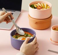 2025 nouveau sans BPA multi-fonction Portable étanche boîtes à repas déjeuner accessoire rond Silicone conteneurs enfants Bento boîte à déjeuner