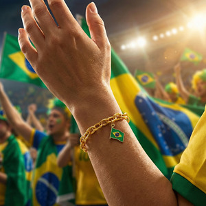 Recuerdos <span class=keywords><strong>de</strong></span> Equipos <span class=keywords><strong>de</strong></span> Fútbol, Colgante <span class=keywords><strong>de</strong></span> Bandera Multicolor Personalizado, Cadena Chapada en Oro, Diseño Unisex, Pulsera Personalizada Desmontable - Product Image 1