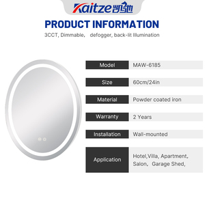 Specchio da Bagno Rotondo di Alta Qualità con Schermo Touch Dimmerabile, Pellicola Antiappannamento, Classificazione IP44 Impermeabile, Specchi LED Intelligenti per Bagno - Product Image 2