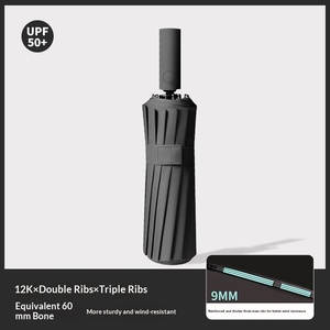 Paraguas de Aleación Negra de 60 Varillas, Totalmente Automático, con Protección Solar de Silicona, Diseño Moderno de Tres Pliegues, Paraguas de Regalo de Alta Gama - Product Image 6