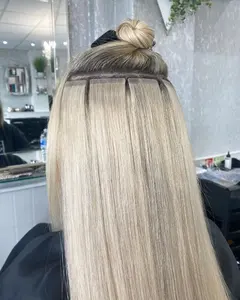 Salon Quality Russian Virgin Double Drawn Remy Cuitlce Ash Blonde Balayage Ombre Tape In Human Hair Extension