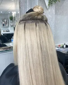 Calidad de salón ruso virgen doble dibujado Remy Cuitlce rubio ceniza Balayage ombré cinta en extensión de cabello humano