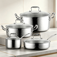 Vente en gros d'usine - Ensemble de casseroles et poêles multifonctionnelles en acier inoxydable 316 durable, finition martelée, pour restaurant