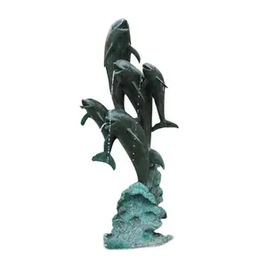 Metal brass sculpture dolphin fountain statues for swimming pools