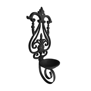Set of 2 Vintage Wall Mounted <strong>Candle</strong> <strong>Holders</strong> Black <strong>Gothic</strong> Decor Cast Iron Candelabras for Living Rooms Hallways Entryways - Product Image 4