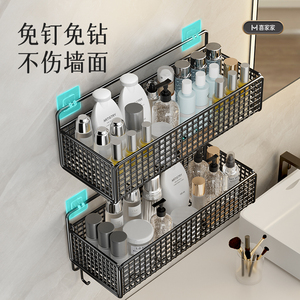 Étagère de rangement pour salle de bain, murale, 60x70cm, double couche, durable, rectangulaire, pour l'organisation de la salle de bain - Product Image 4