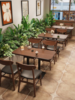 Ensemble de mobilier de restaurant commercial personnalisable de style rétro, chaises en bois massif pour cafés, salons de thé, pâtisseries