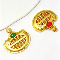 Pendentif breloque DIY en cuivre antique plaqué, style ethnique chinois vintage, creux et sculpté, motif Ruyi Abacus Lock
