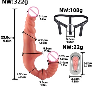 CF-S9135 G-Spot Double-Ended Adult Sex Toys with 10 Modes Strap-on Dildo <b>Vibrator</b> with <b>Remote</b> Control for Women Lesbian Couples - Product Image 6