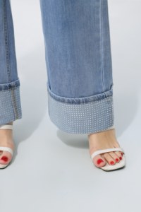 Jeans a Vita Alta e Gamba Larga con Stampa Glitterata, Vestibilità Comoda, Lunghezza Intera, in Cotone Stonewashed, Stile Casual - Product Image 5