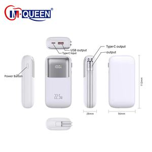 Batería Externa Portátil de Carga Rápida con Logotipo Personalizado, PD 22.5W, 10000mAh, con 2 Cables para Cargar el Teléfono - Product Image 3