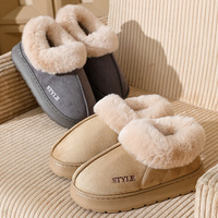 Bottes de neige en daim pelucheux écologiques, épaisses, chaudes, antidérapantes en EVA, à bout fourré, motif uni, pour femmes et hommes, intérieur, printemps, automne, hiver