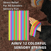 Ainiv – Ensemble de 12 jouets sensoriels extensibles colorés en forme de nouilles, en EVA, pour soulager le stress, adaptés aux TDAH, autisme, de 8 à 13 ans