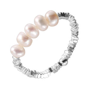 Anello di perle rotte in argento Sterling S925 anello di perle rotonde semplici bohémien da donna - Product Image 5