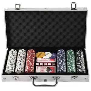 Caja de juego de póker de cuero portátil profesional al por mayor caja de juego de fichas de póker de viaje de lujo con 200/300/500/1000 fichas - Product Image 1