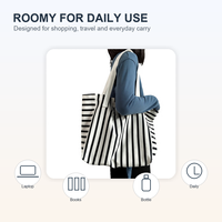 Sac en toile rayé pour femmes, sac d'école de grande capacité, sac fourre-tout, sac à bandoulière pour les trajets quotidiens