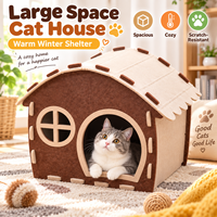 Lit pour chat en feutre en forme de maison, niche intérieure pour animaux, abri chaud pour chat, montage facile, couleur personnalisée, OEM ODM, vente en gros