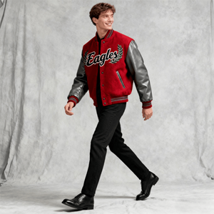 Giacca Varsity in Pelle Rossa Personalizzata OEM per Uomo, Giacca Letterman Vuota con Logo Ricamato - Product Image 3