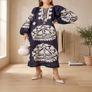 Robe grande taille pour femmes, sans bretelles, en tissu naturel, longueur genou, grande taille, écologique, style décontracté, style bureau, de haute qualité - Product Image 3