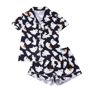New Châu Âu mỹ của phụ nữ ngủ Halloween in ve áo ngắn tay áo Pajama quần short qua biên giới thương mại nước ngoài nhà - Product Image 5