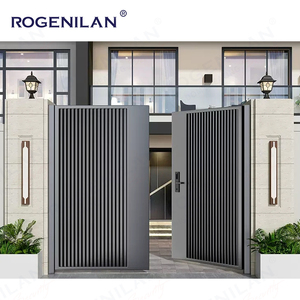 Puertas con recubrimiento de polvo de aluminio Rogenilan, apertura eléctrica automática, patio de seguridad, puertas de rejilla de entrada principal <span class=keywords><strong>para</strong></span> exteriores - Product Image 3