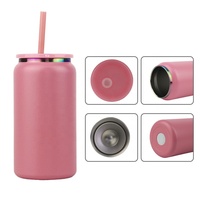 Nouveauté : Gobelets personnalisés en acier inoxydable de 16 oz avec couvercles et pailles, plaqués or sous le laser