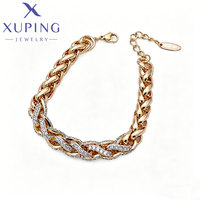 Bracelet de mode XUPING en alliage de cuivre plaqué or, avec breloque à maillons et zircon cubique synthétique, pour femmes et hommes, vente en gros