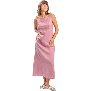 Abito lungo senza maniche <span class=keywords><strong>nero</strong></span> senza maniche Casual in <span class=keywords><strong>lino</strong></span> 100% da donna in estate - Product Image 3
