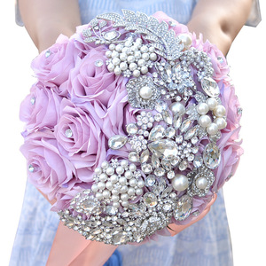 Bouquet de Mariée Artificiel Luxueux en Fleurs et Cristaux pour Mariage, Anniversaire de Mariage, <span class=keywords><strong>Demoiselle</strong></span> d'honneur - Product Image 4