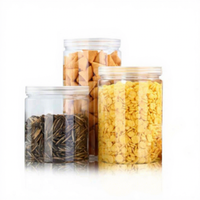 Bocaux alimentaires cylindriques en plastique emballés en gros, contenants hermétiques transparents en PET de qualité alimentaire pour céréales, grains et snacks