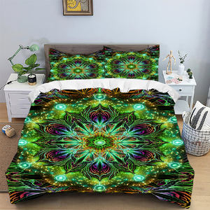 Juego de Funda Nórdica y Cubrecama con Diseños Modernos, Impresión Fluorescente UV, Estilo Bohemio Tibetano, Geométrico - Product Image 1