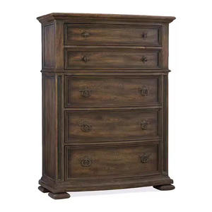Grand lit américain <span class=keywords><strong>Cadre</strong></span> de lit double en bois massif de chêne sculpté vintage Ensemble de chambre à coucher moderne de style vieilli avec design de dossier souple - Product Image 5
