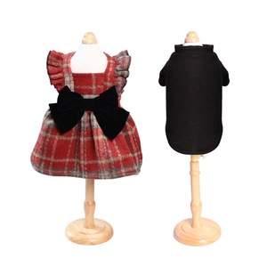 Pet Christmas Dress <b>Red</b> Plaid <b>Bow</b> Winter Autumn Retro Style for Dogs - Product Image 3