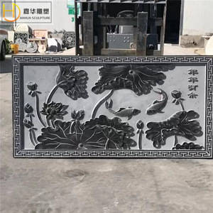 Jiahua Relief <b>Stone</b> Mural Chinese Style Pine And Crane Longevity Wall Art For Courtyard Screen - Product Image 3