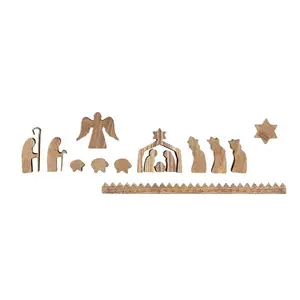 Wooden Advent Calendar For Kids Christmas Gift Holiday Home Decoration Nativity Scene Set